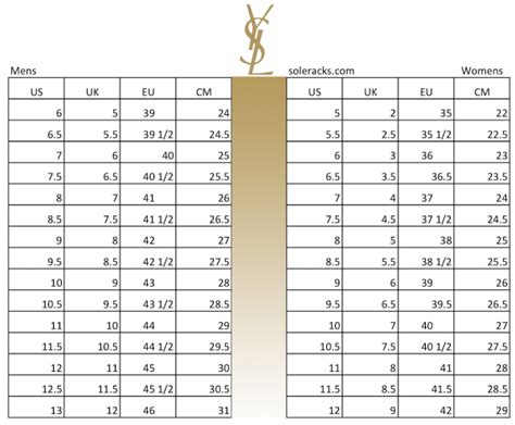 ysl saint laurent size chart.